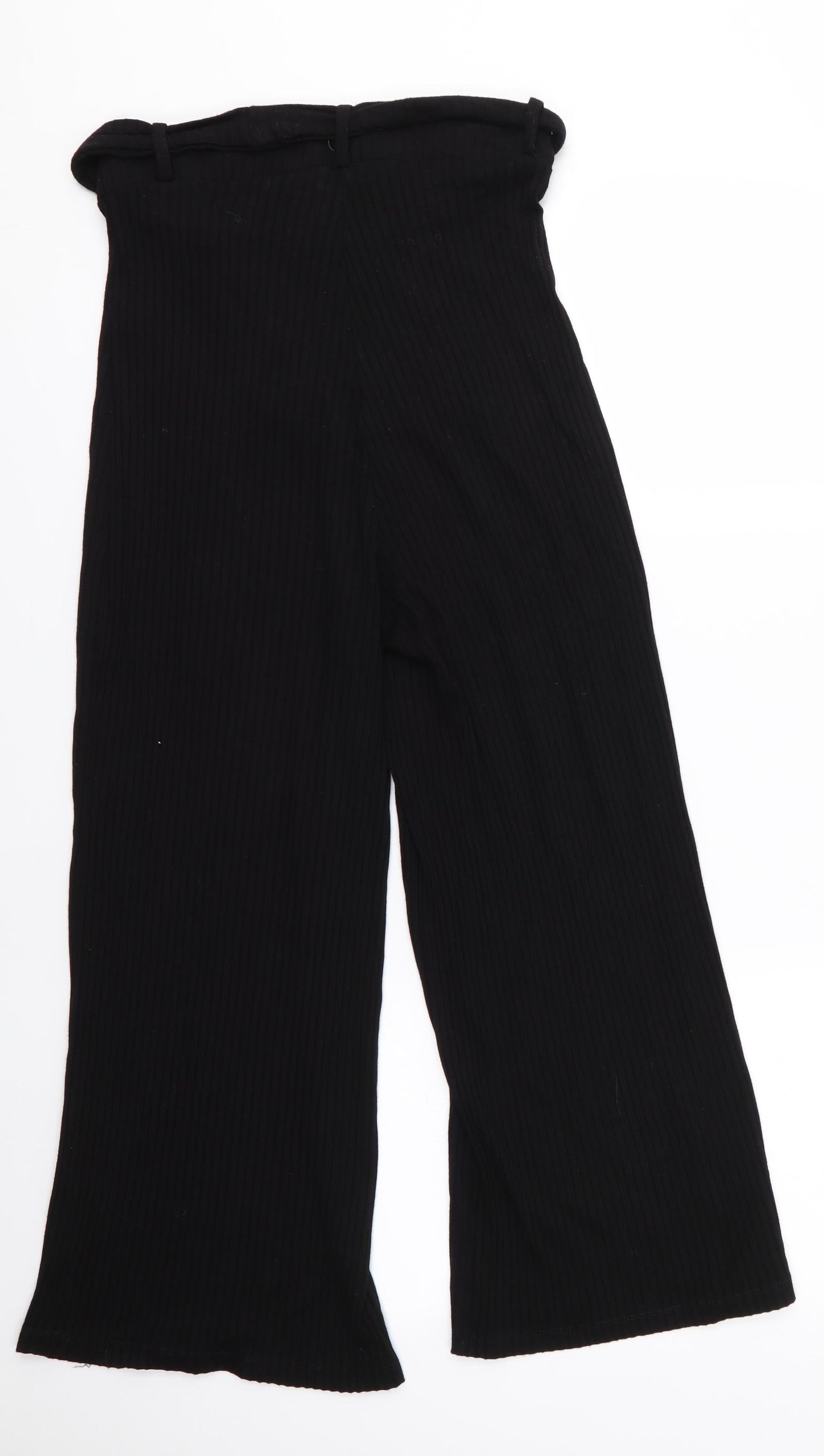 Womens UK Size S Stradivarius Regular Fit Cropped Black Trousers