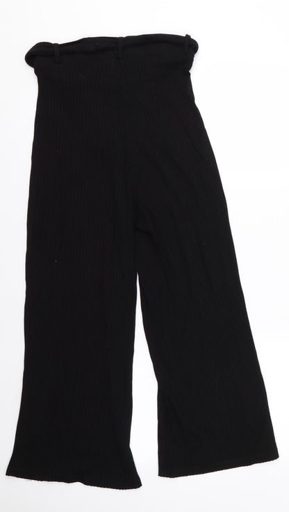 Womens UK Size S Stradivarius Regular Fit Cropped Black Trousers