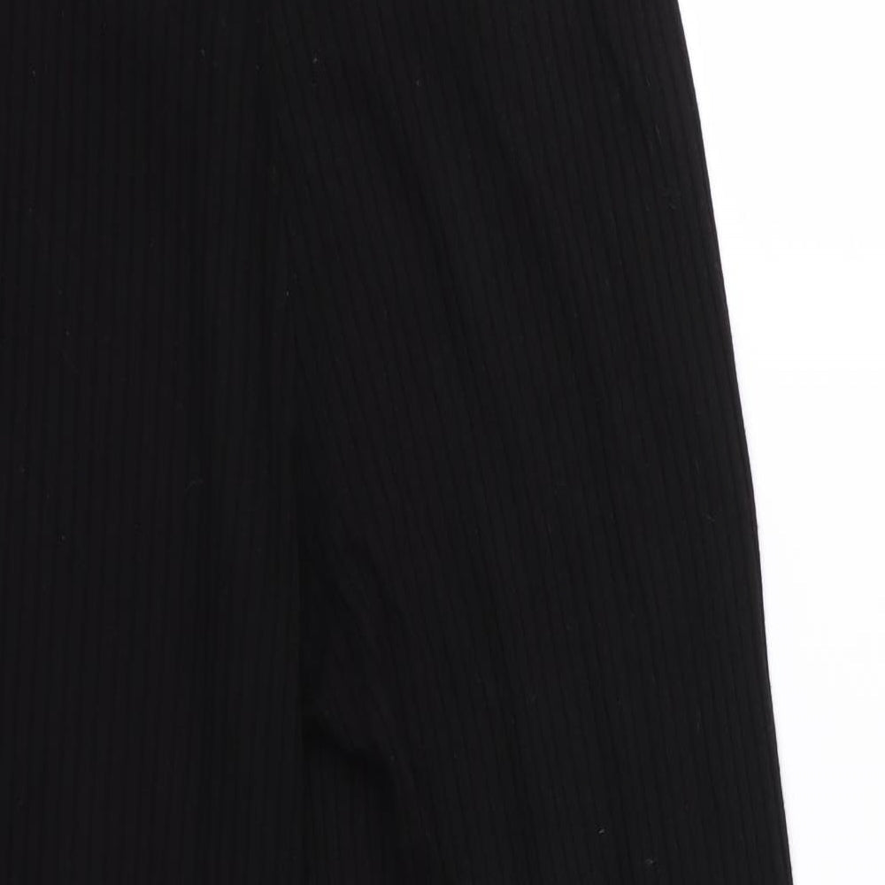 Womens UK Size S Stradivarius Regular Fit Cropped Black Trousers