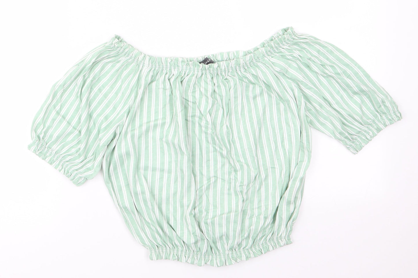 Primark Womens Green Striped  Basic T-Shirt Size 8
