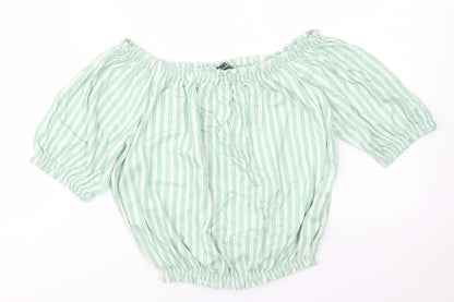 Primark Womens Green Striped  Basic T-Shirt Size 8