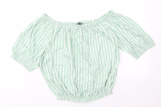 Primark Womens Green Striped  Basic T-Shirt Size 8