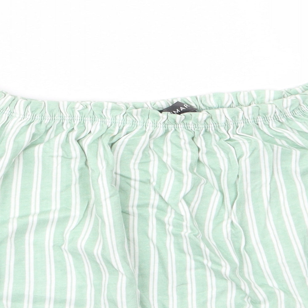 Primark Womens Green Striped  Basic T-Shirt Size 8