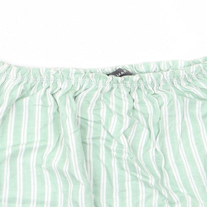 Primark Womens Green Striped  Basic T-Shirt Size 8