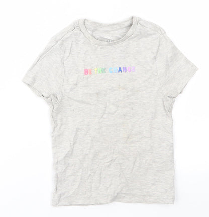 Additional front view of Marks & Spencer girls’ grey basic t-shirt, size 8-9, years