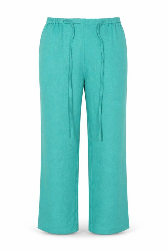 Front view of Julipa women’s blue dress pants trousers, size UK 12, 26.5-inch leg