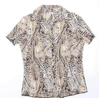 Womens UK Size 14 Damart Brown Basic Button-Up