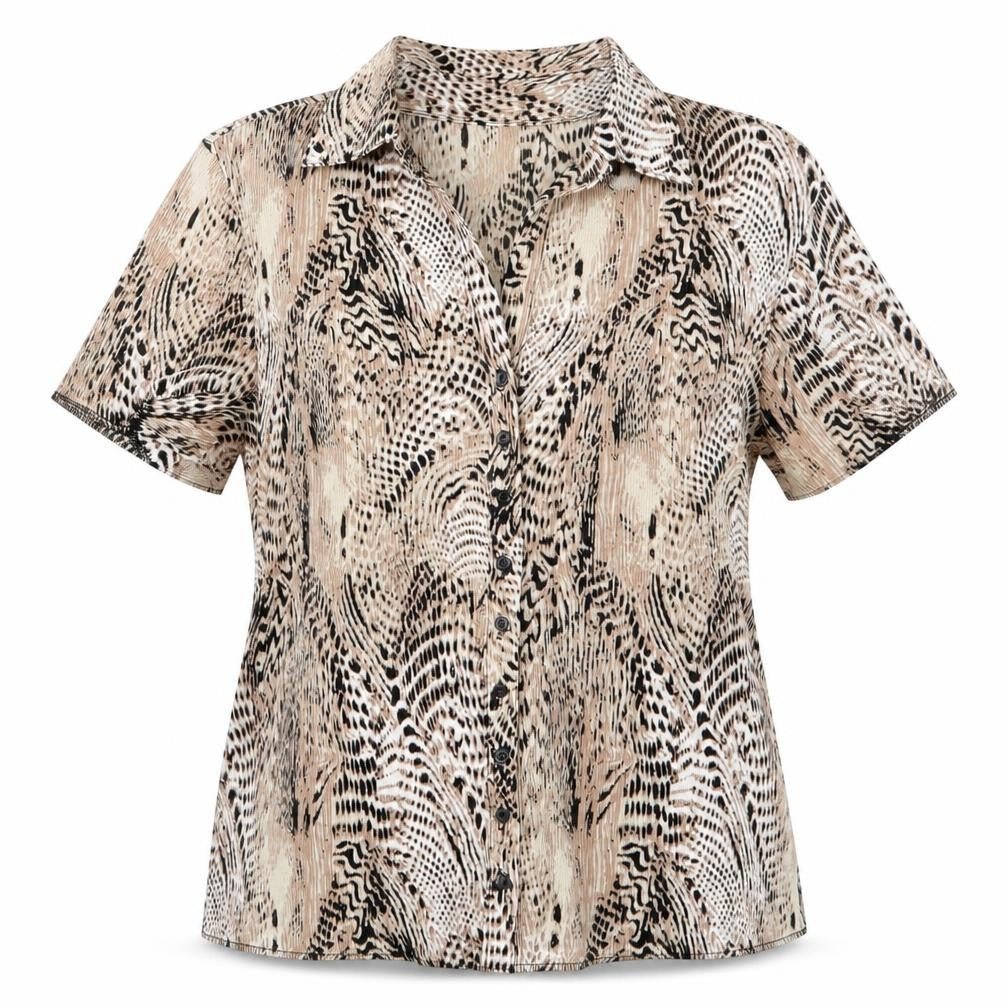 Womens UK Size 14 Damart Brown Basic Button-Up