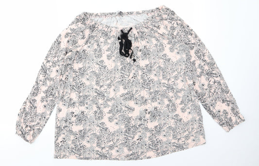 George Womens Pink Floral  Basic Blouse Size 12