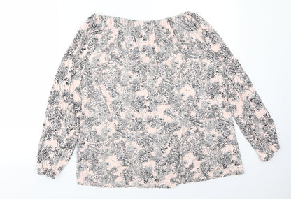 George Womens Pink Floral  Basic Blouse Size 12