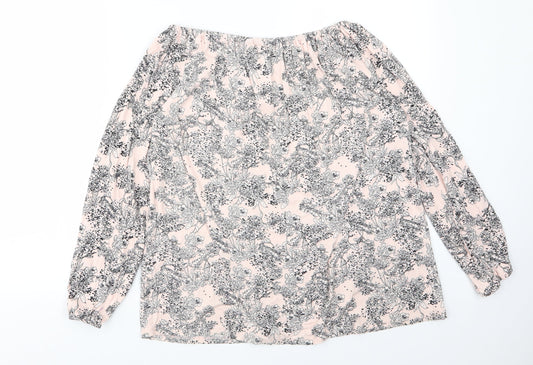 George Womens Pink Floral  Basic Blouse Size 12