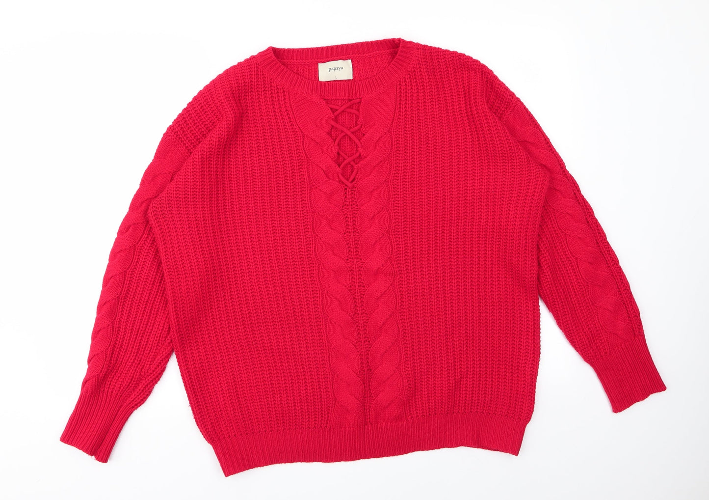Womens UK Size L Papaya Red Pullover Jumper