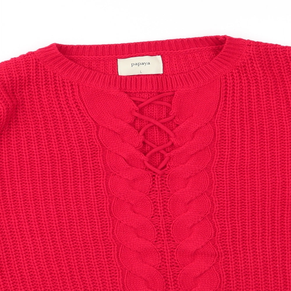 Womens UK Size L Papaya Red Pullover Jumper