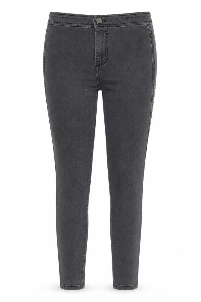 Front view of ASOS women’s grey denim skinny jeans, size UK 26, in, 32-inch leg