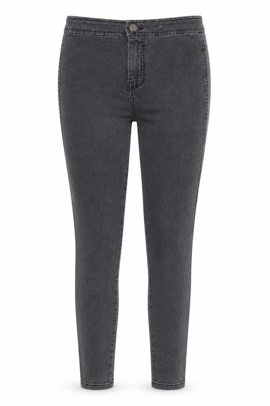 Front view of ASOS women’s grey denim skinny jeans, size UK 26, in, 32-inch leg
