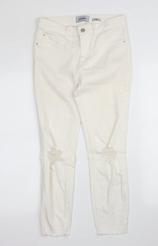 New Look Womens White  Denim Skinny Jeans Size 10 L24 in