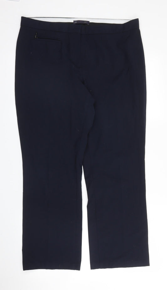 Womens UK Size 14 M&S Regular Fit  Blue Trousers