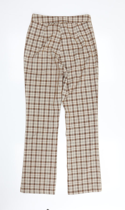 SheIn Womens Beige Check Rayon Trousers  Size XS L29 in