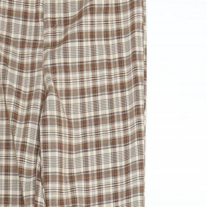 SheIn Womens Beige Check Rayon Trousers  Size XS L29 in