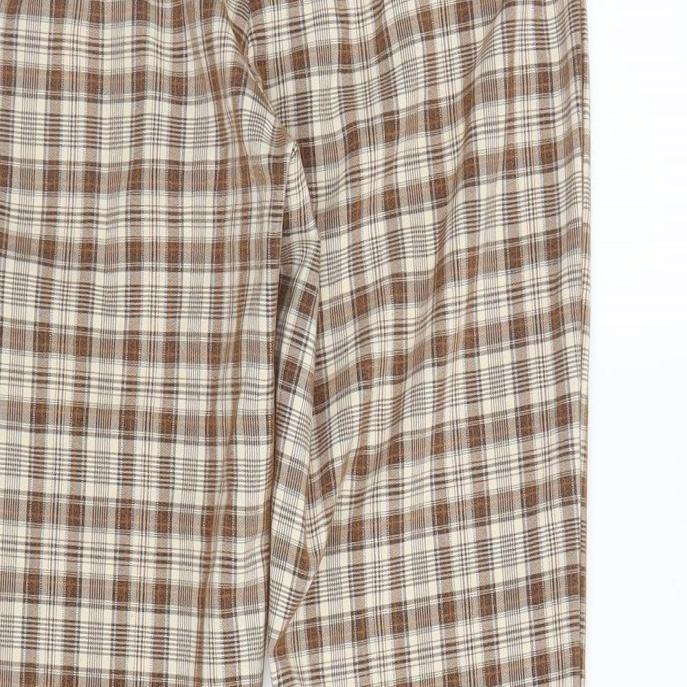 SheIn Womens Beige Check Rayon Trousers  Size XS L29 in