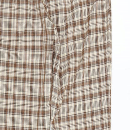 SheIn Womens Beige Check Rayon Trousers  Size XS L29 in