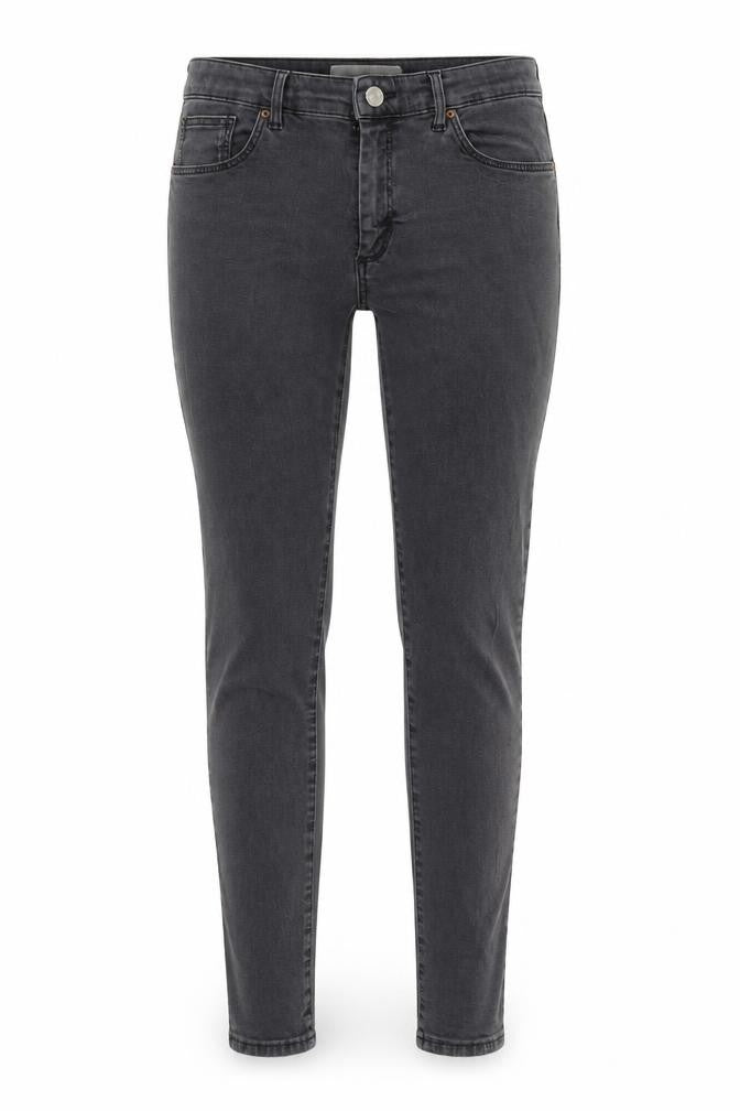 Front view of Topshop women’s grey denim skinny jeans, size UK 30, in, 25-inch leg