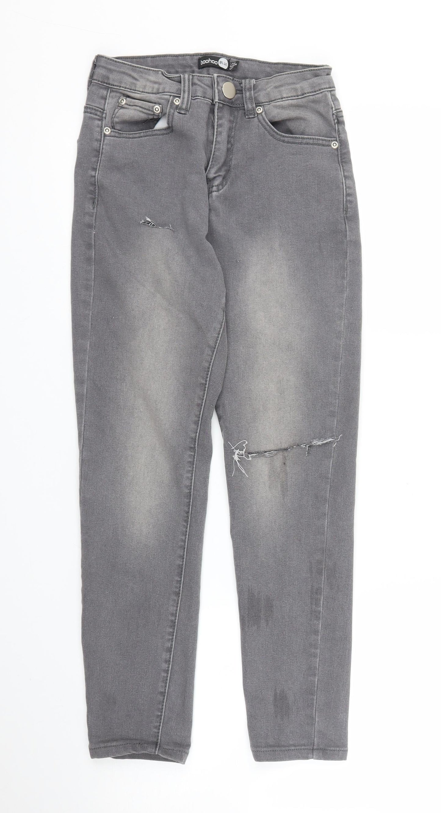 Boohoo Womens Grey  Denim Skinny Jeans Size 6 L24 in