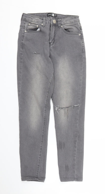 Boohoo Womens Grey  Denim Skinny Jeans Size 6 L24 in