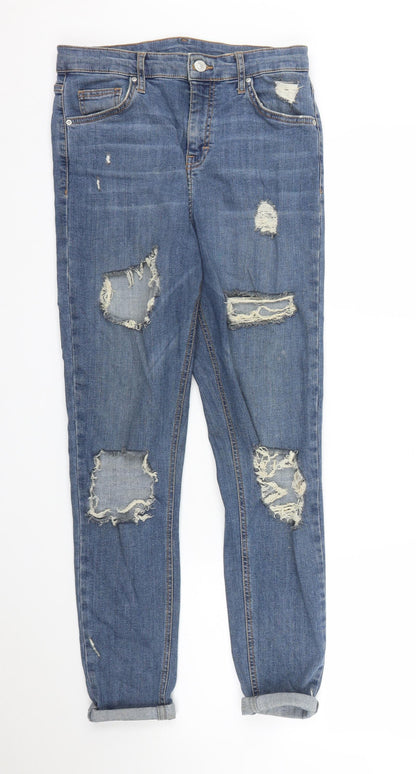 Topshop Womens Blue  Denim Tapered Jeans Size 28 in L28 in