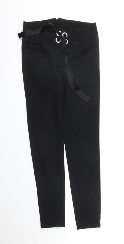 Womens UK Size 8 Very Regular Fit Carrot Black Trousers