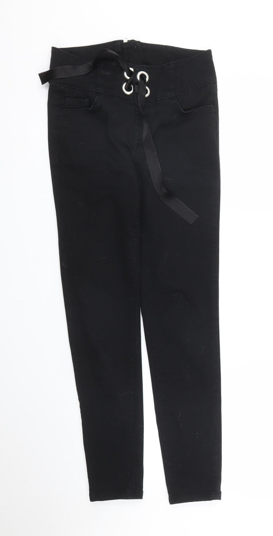 Womens UK Size 8 Very Regular Fit Carrot Black Trousers