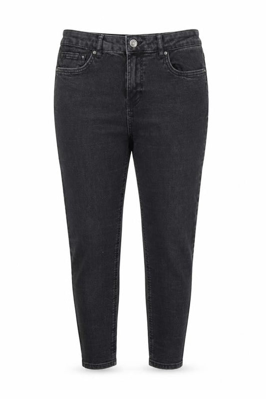 Front view of Denim 365 women’s black denim skinny jeans, size UK 12, 23-inch leg