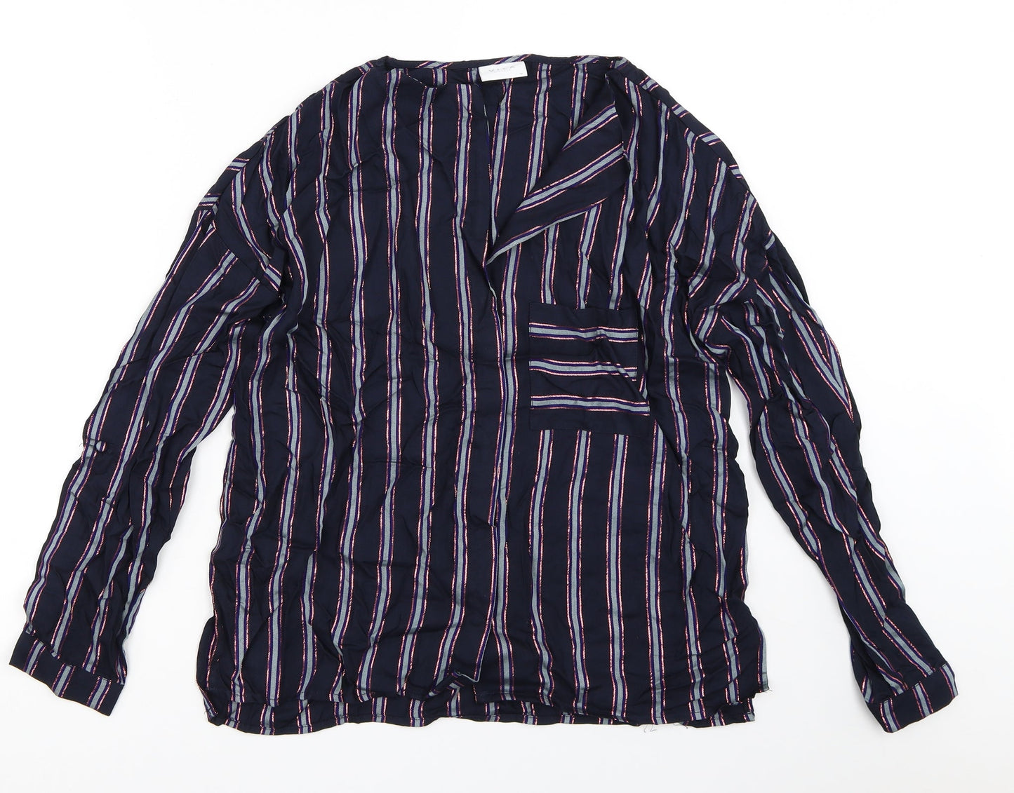 VILA Womens Blue Striped  Top Pyjama Top Size 36