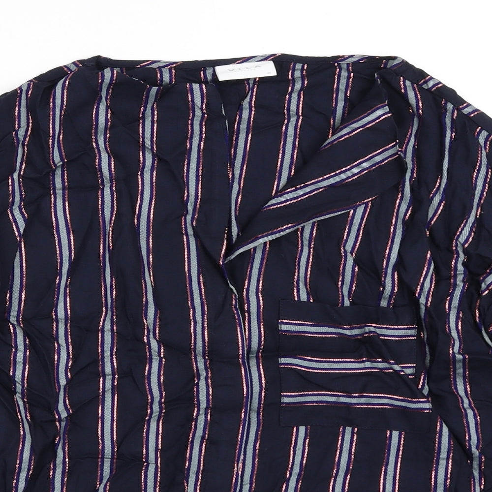 VILA Womens Blue Striped  Top Pyjama Top Size 36