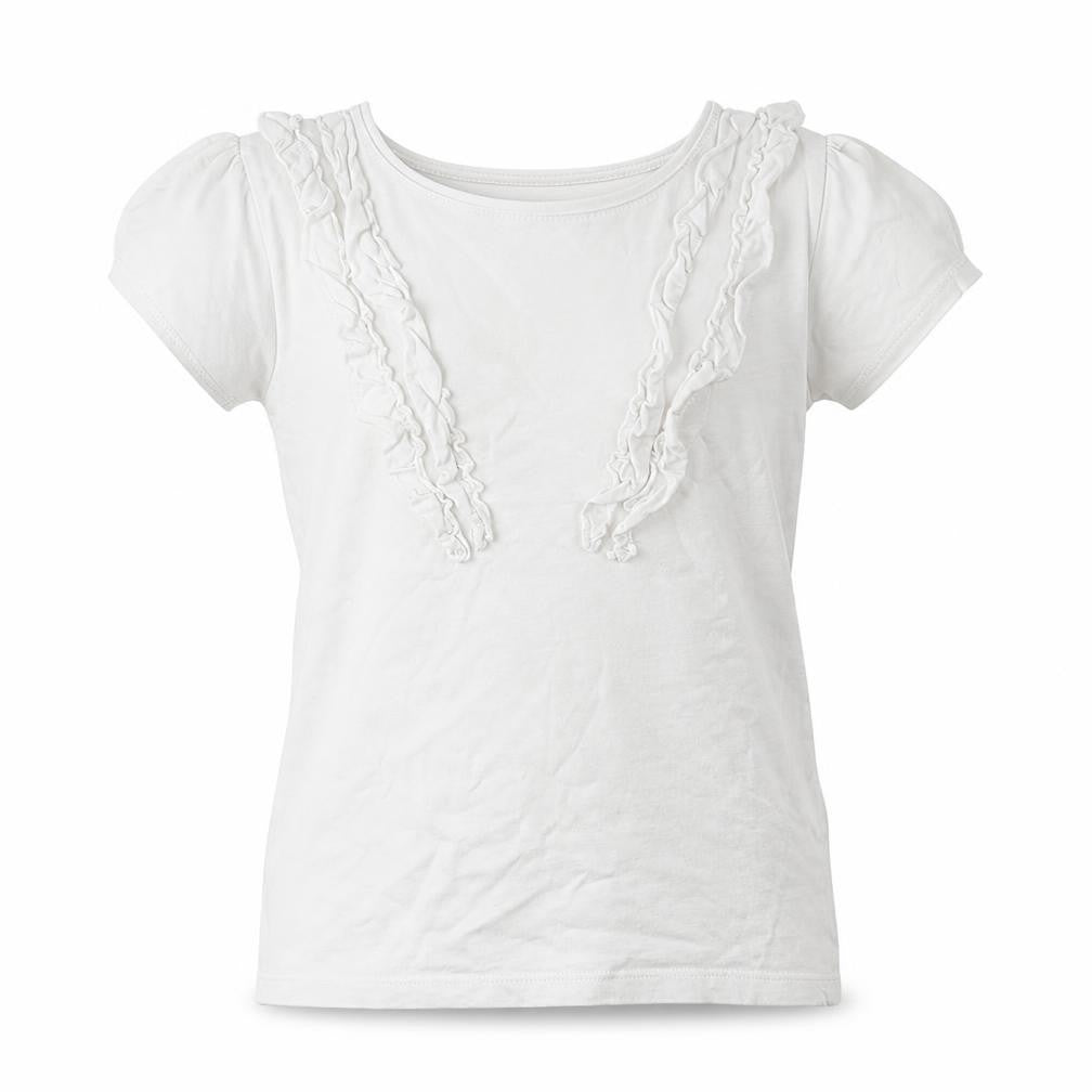Front view of Primark girls’ white basic t-shirt, size 7-8, years