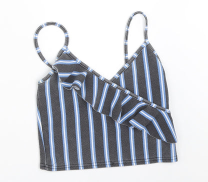 Boohoo Womens Grey Striped  Camisole Tank Size 6