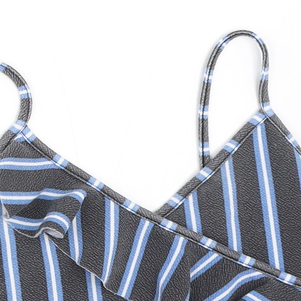 Boohoo Womens Grey Striped  Camisole Tank Size 6