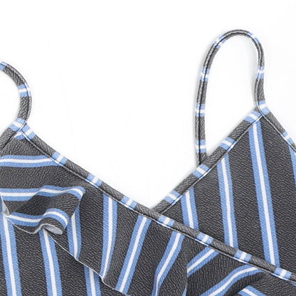 Boohoo Womens Grey Striped  Camisole Tank Size 6