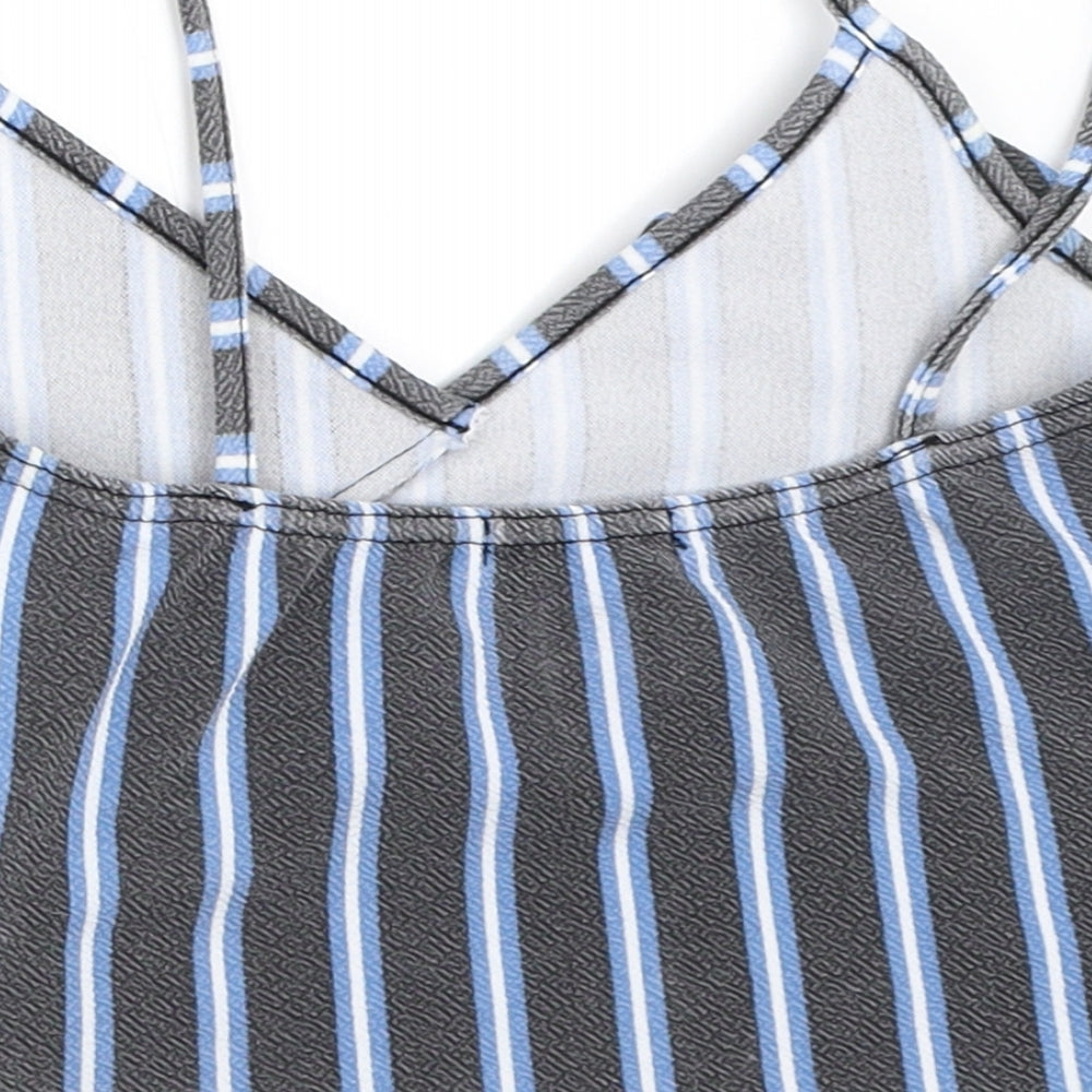 Boohoo Womens Grey Striped  Camisole Tank Size 6
