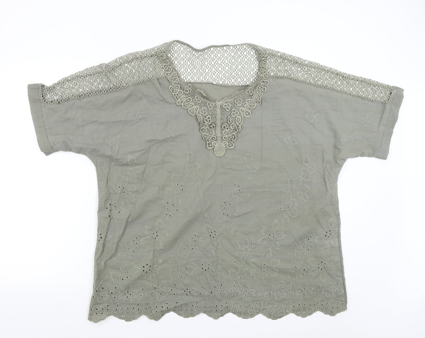 Womens UK Size One Size Preworn Green Basic Blouse