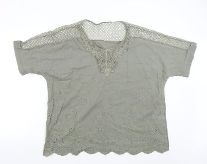 Womens UK Size One Size Preworn Green Basic Blouse