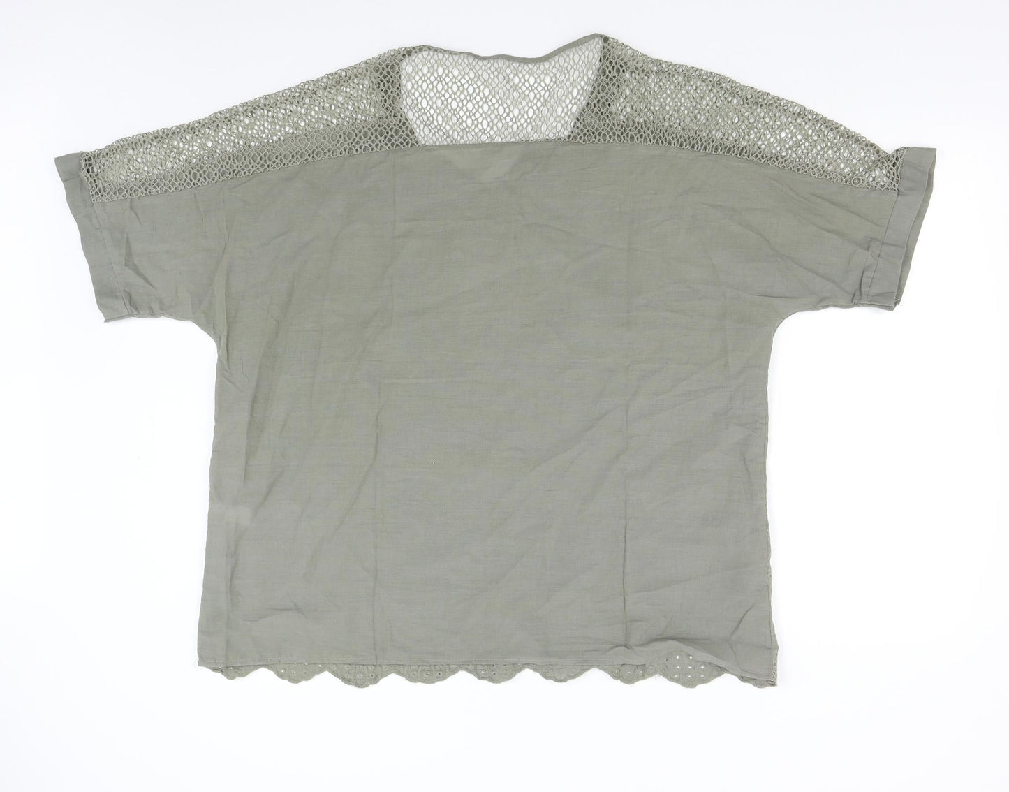 Womens UK Size One Size Preworn Green Basic Blouse