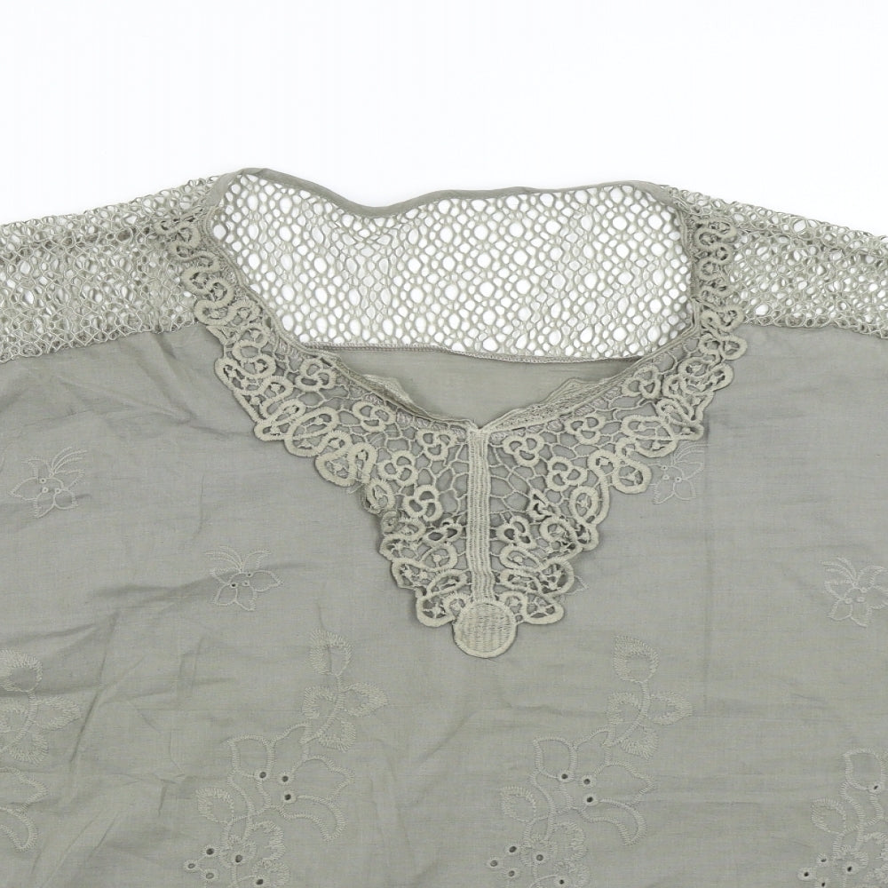 Womens UK Size One Size Preworn Green Basic Blouse