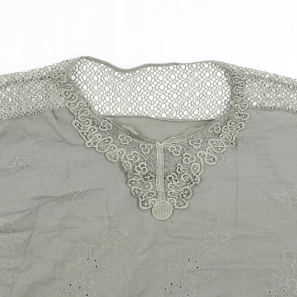 Womens UK Size One Size Preworn Green Basic Blouse