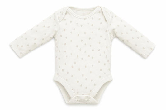Front view of George Baby Ivory Polka Dot Babygrow One-Piece, size 0-3, Months
