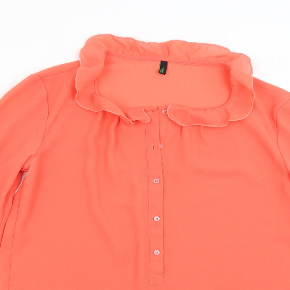 Womens UK Size S Benetton Orange Basic Blouse