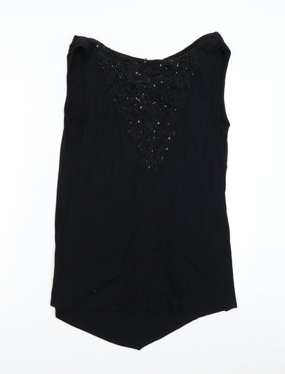 Womens UK Size 14 David Emanuel Black Basic T-Shirt