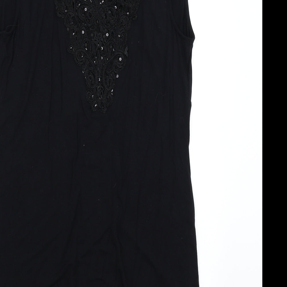 Womens UK Size 14 David Emanuel Black Basic T-Shirt
