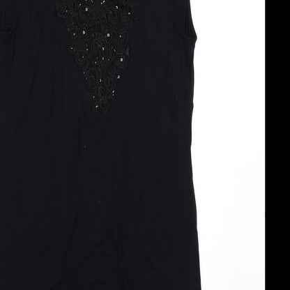 Womens UK Size 14 David Emanuel Black Basic T-Shirt