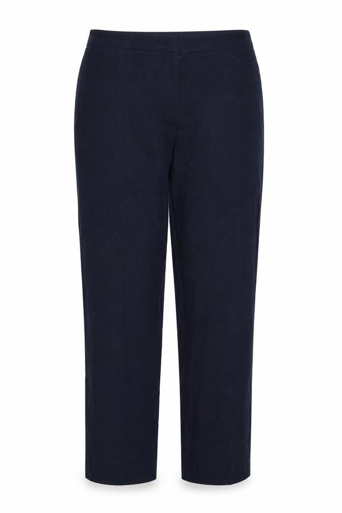 Front view of Papaya women’s blue trousers, size UK 14, 28-inch leg